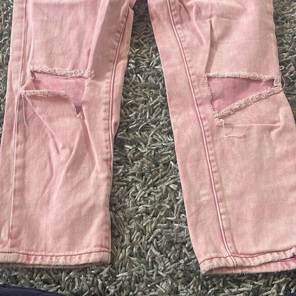 One Teaspoon Evil Eye Pink Awesome Baggies Distressed Knee Straight Leg Jeans 26 - Picture 7 of 7